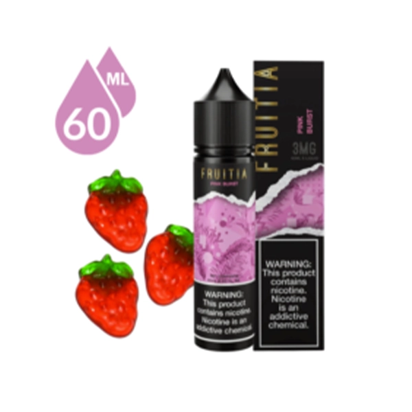 fruitia e liquids 60ml fruitia 60ml, pink burst (3mg)