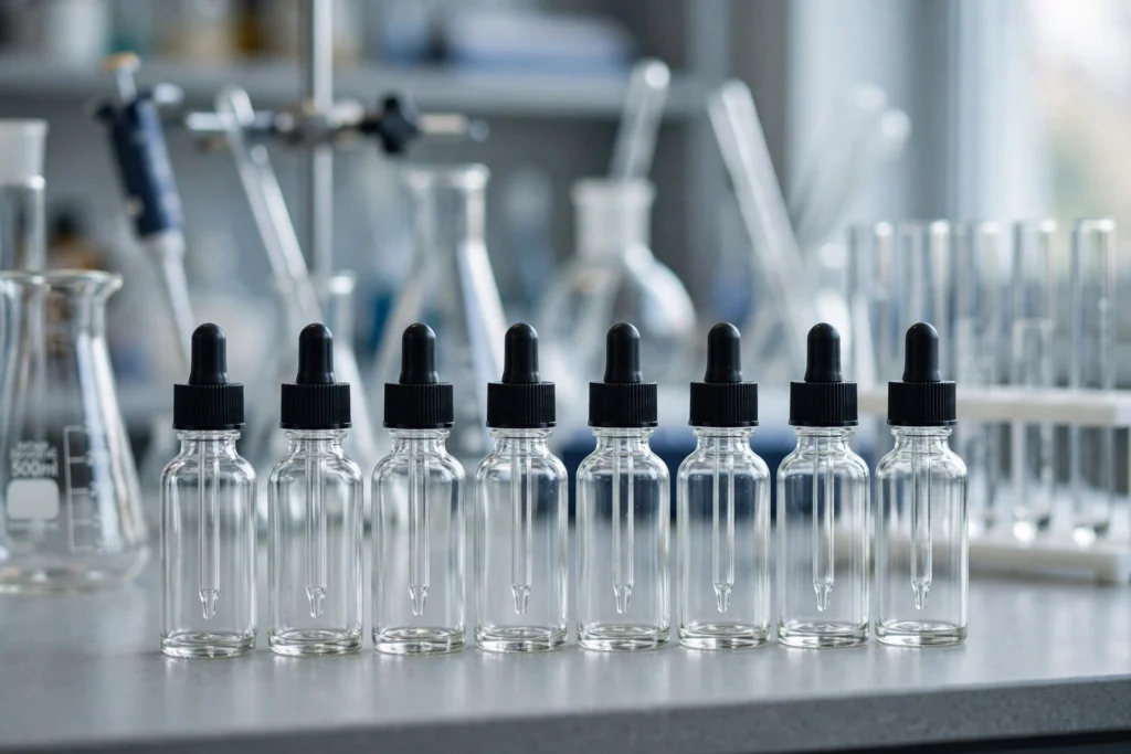 Diacetyl free vape juice safety guide showing clean e-liquid bottles with lab testing theme