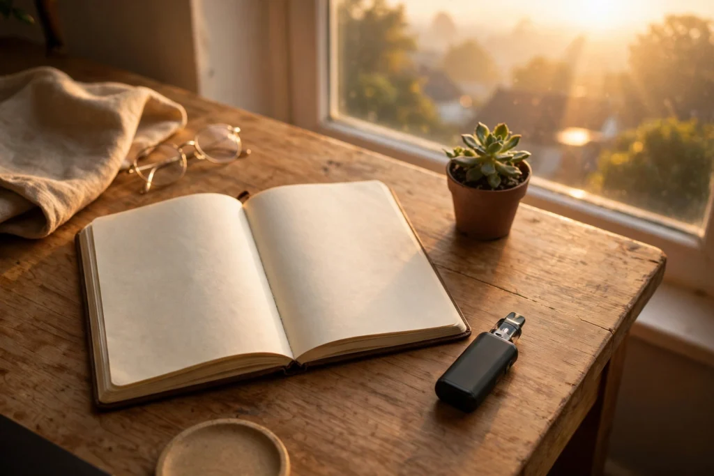 49 Honest Steps: The Ultimate Best Vape Nicotine Strength Guide best vape nicotine strength guide with a calm sunrise over a desk and notebook