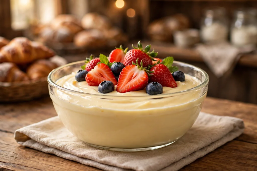 Custard monster vape juice theme with creamy vanilla custard dessert and fresh berries