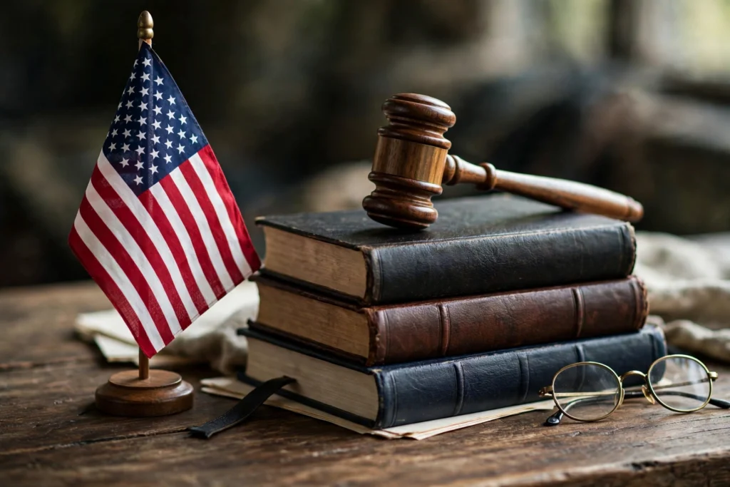 Vaping regulations usa theme with American flag and law books