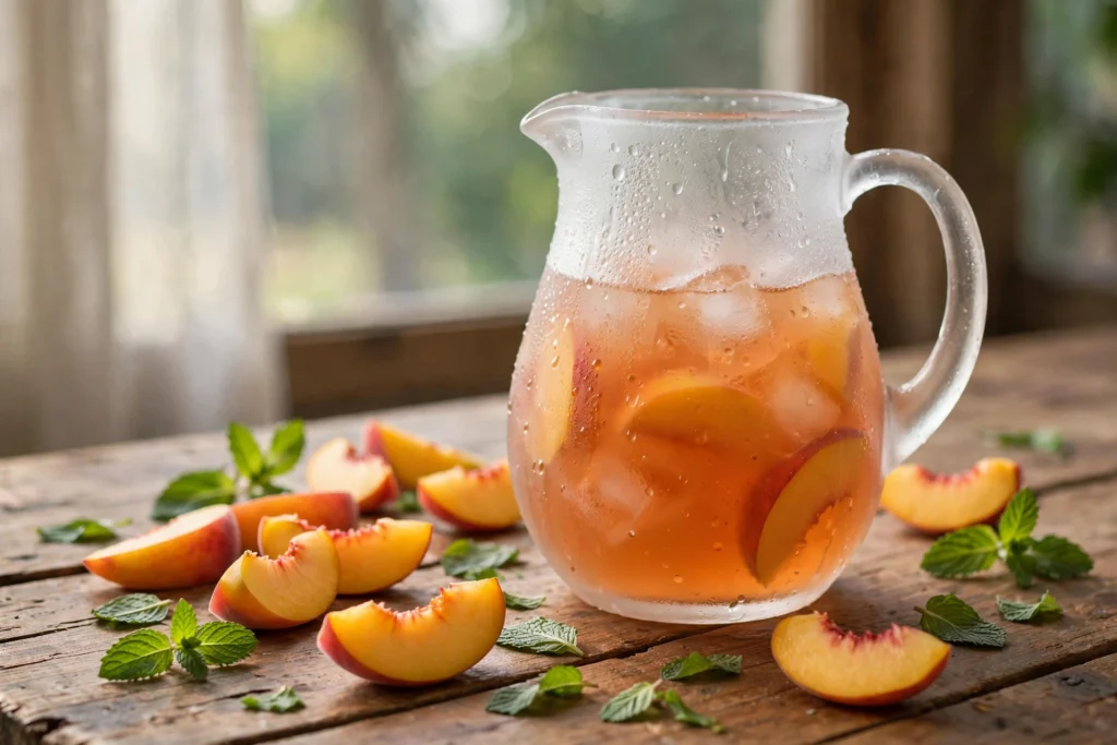 Iced peach tea still life illustrating this hands-on humble vape juice review