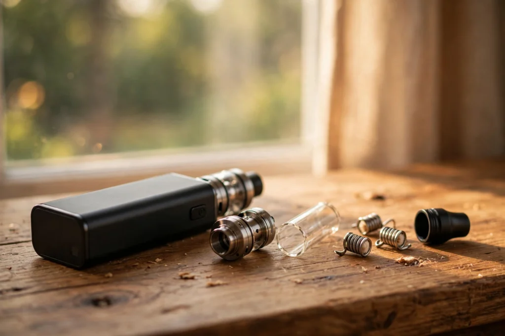 Vaper holding a box mod device outdoors for this SMOK MAG guide