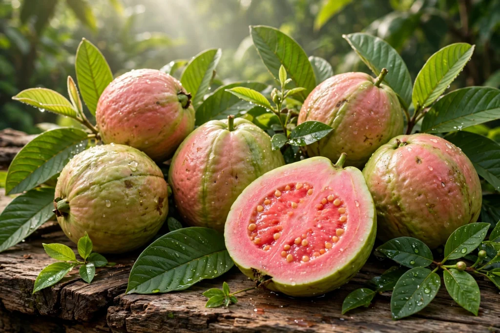 Fresh pink guava fruits for the guava flavor trends usa tropical field guide