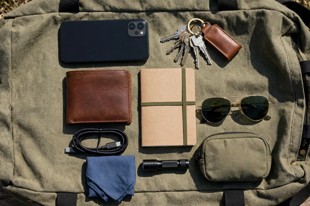 Everyday carry kit showing portable vape device trends with travel essentials