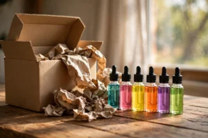 Blogs Free shipping vape juice guide showing packaged e-liquid bottles ready for delivery.